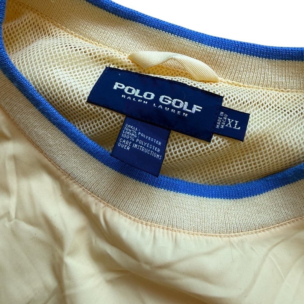 VTG! 90’s Polo Golf Ralph Lauren Windbreaker Jacket Mens 2XL Yellow 1/4 Zip Pony - Picture 3 of 10